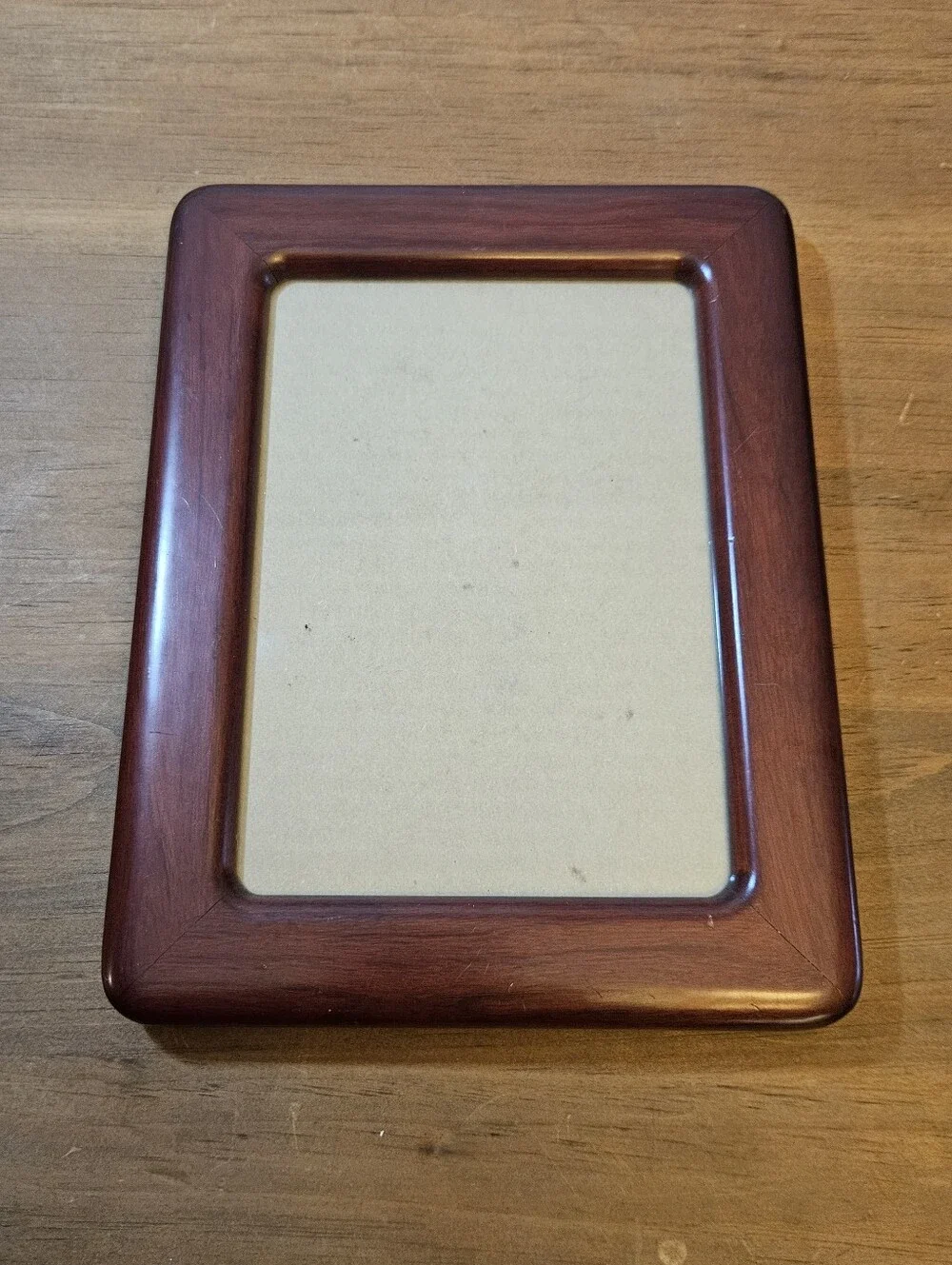 Fetco International Inc Handcrafted Dark Cherry Wood 5x7 Brown Photo Frame Vtg
